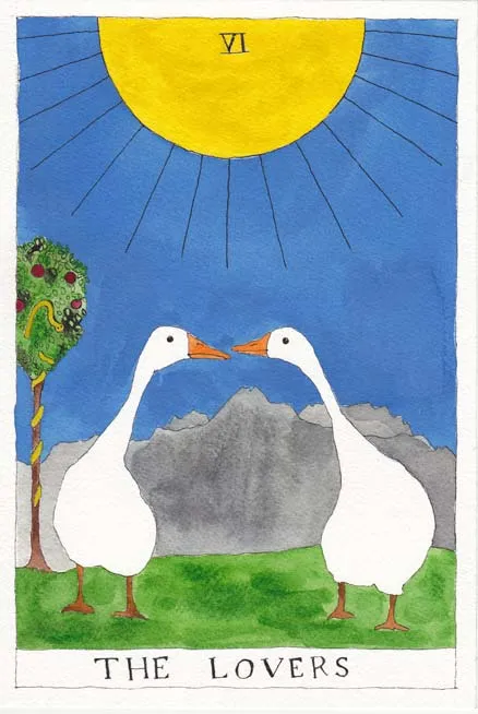 tarot card, the lovers, with geese